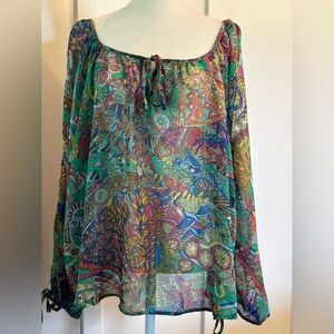 Umgee Multicolor Sheer Paisley Top, EUC, Large